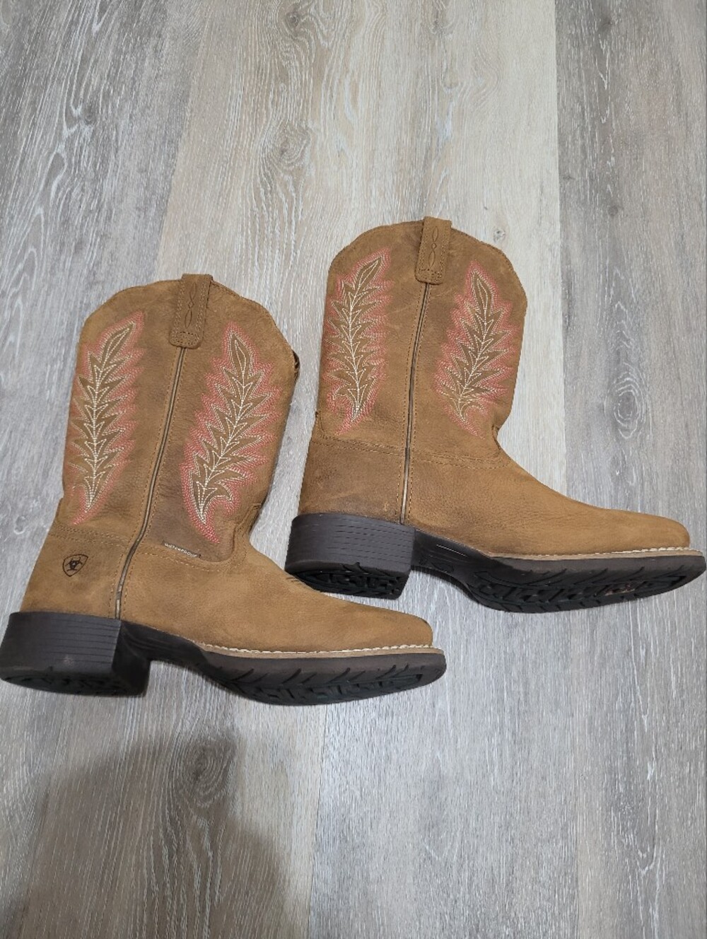 Ariat Women's Hybrid Rancher Womens Size 7.5 Western Boot Brown And Pink - Picture 1 of 11